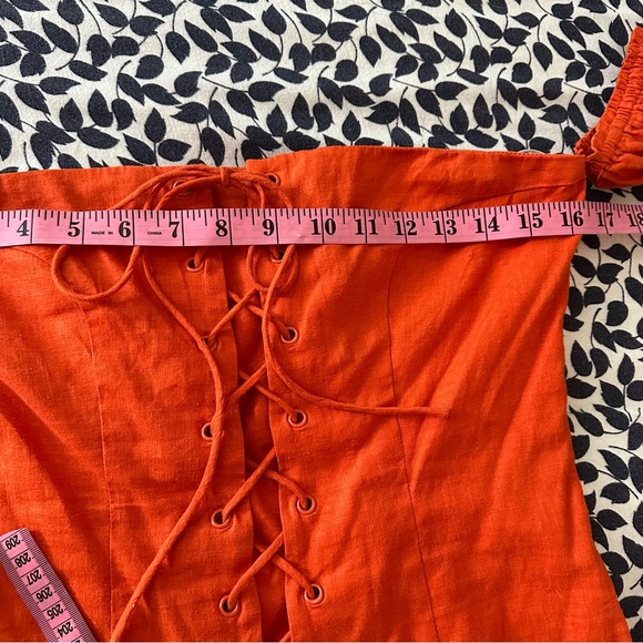 Ale by Alessandra x Revolve Red Orange Rosario Off the Shoulder Linen Dress M - Picture 12 of 15